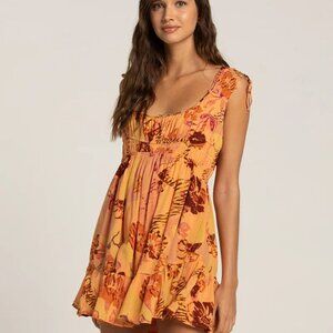 NWT Free People Vernon Mini Dress Coral Combo Orange